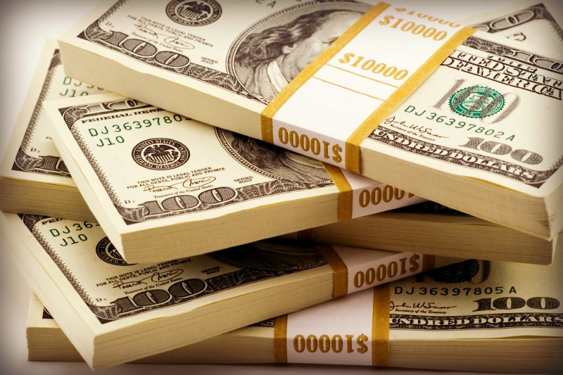 Stack of One Hundred Dollar Bills U.S.