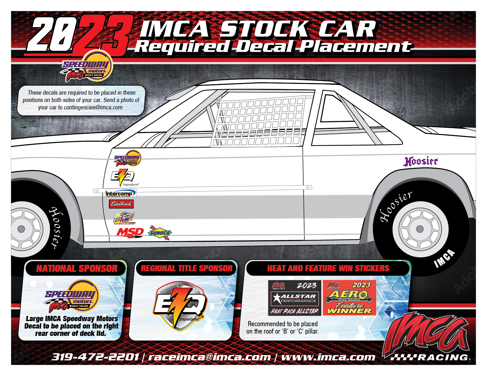 Stock Car Decal Placement IMCA International Motor Contest Association